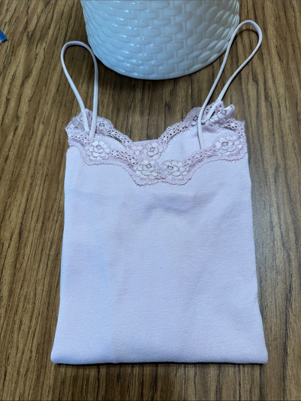 Calvin Klein dusty pink 100%Cotton Camisole w/lace trim - Size Large